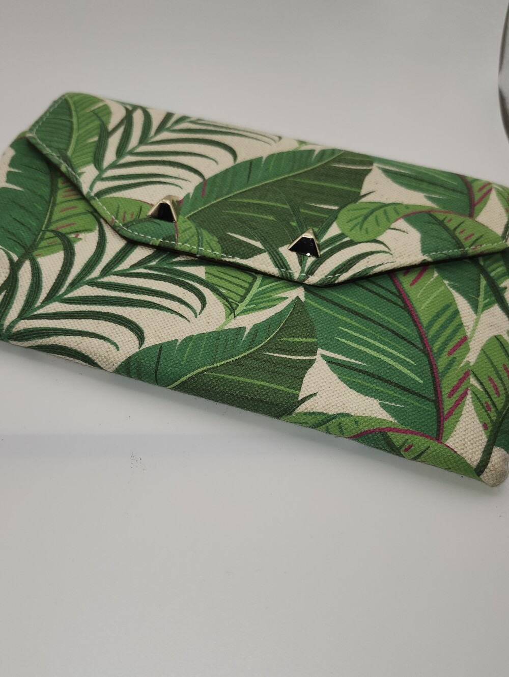 Green Tropical Leaf Envelope Clutch - Women's Bag